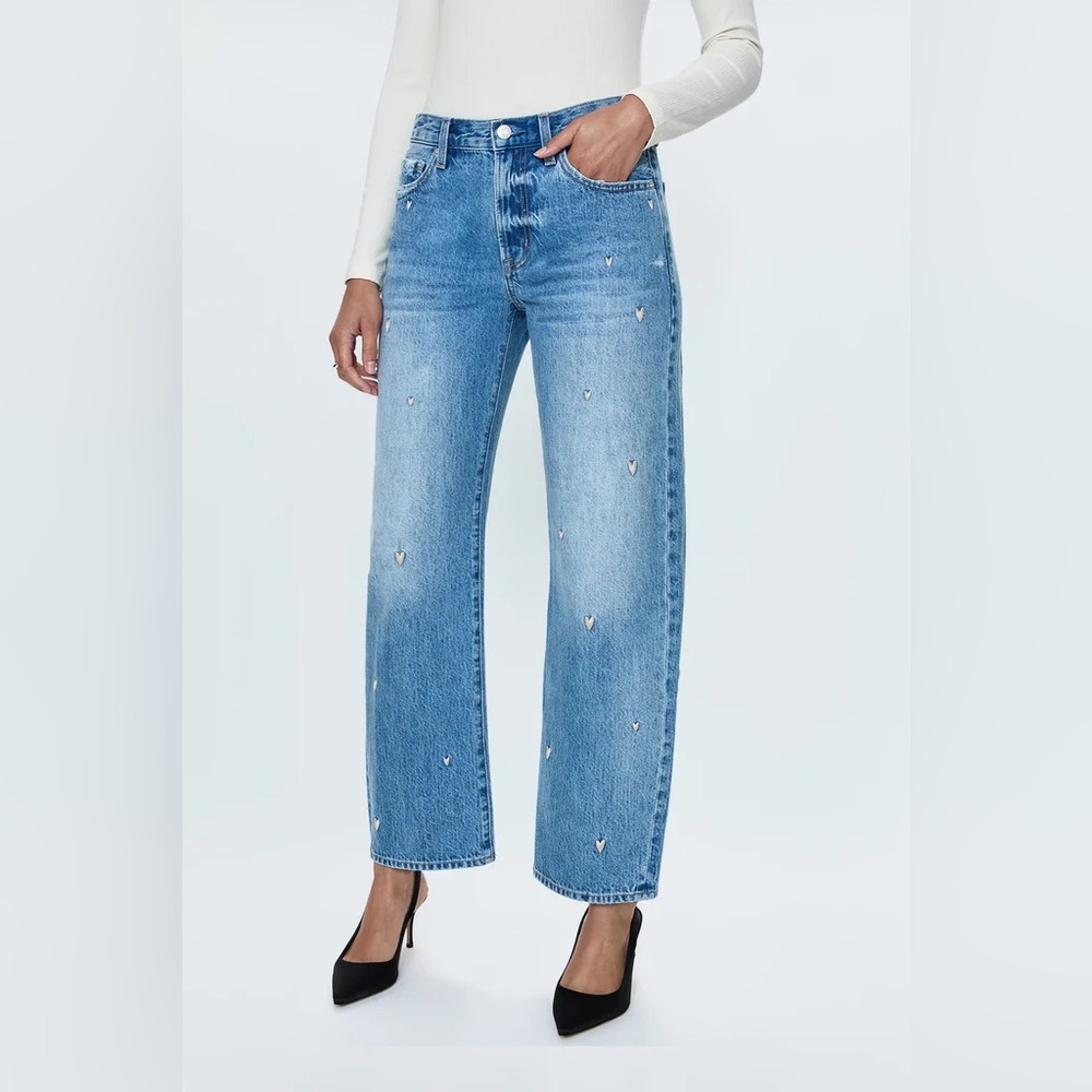 NEW PISTOLA LEXI MID RISE BOWED STRAIGHT JEAN 29 CONFETTI VINTAGE $198